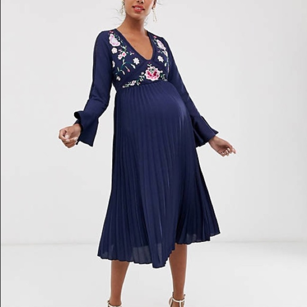 ASOS Maternity Navy Floral Midi Dress